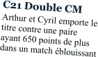 C21 Double CM Arthur et Cyril emporte le titre contre une paire ayant 650 points de plus dans un match éblouissant